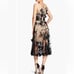Dress the Population Audrey Embroidered Fit & Flare Midi Dress small
