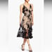 Dress the Population Audrey Embroidered Fit & Flare Midi Dress small