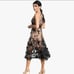 Dress the Population Audrey Embroidered Fit & Flare Midi Dress small