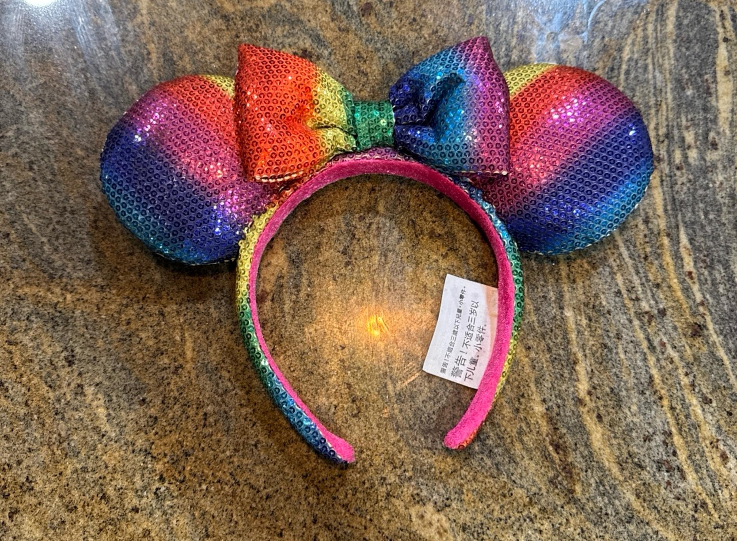 Disney parks Rainbow Sequins Minnie mouse ears headband
