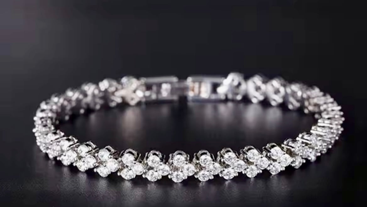 5ct Platinum Lab created Diamond bracelet . Silver 925