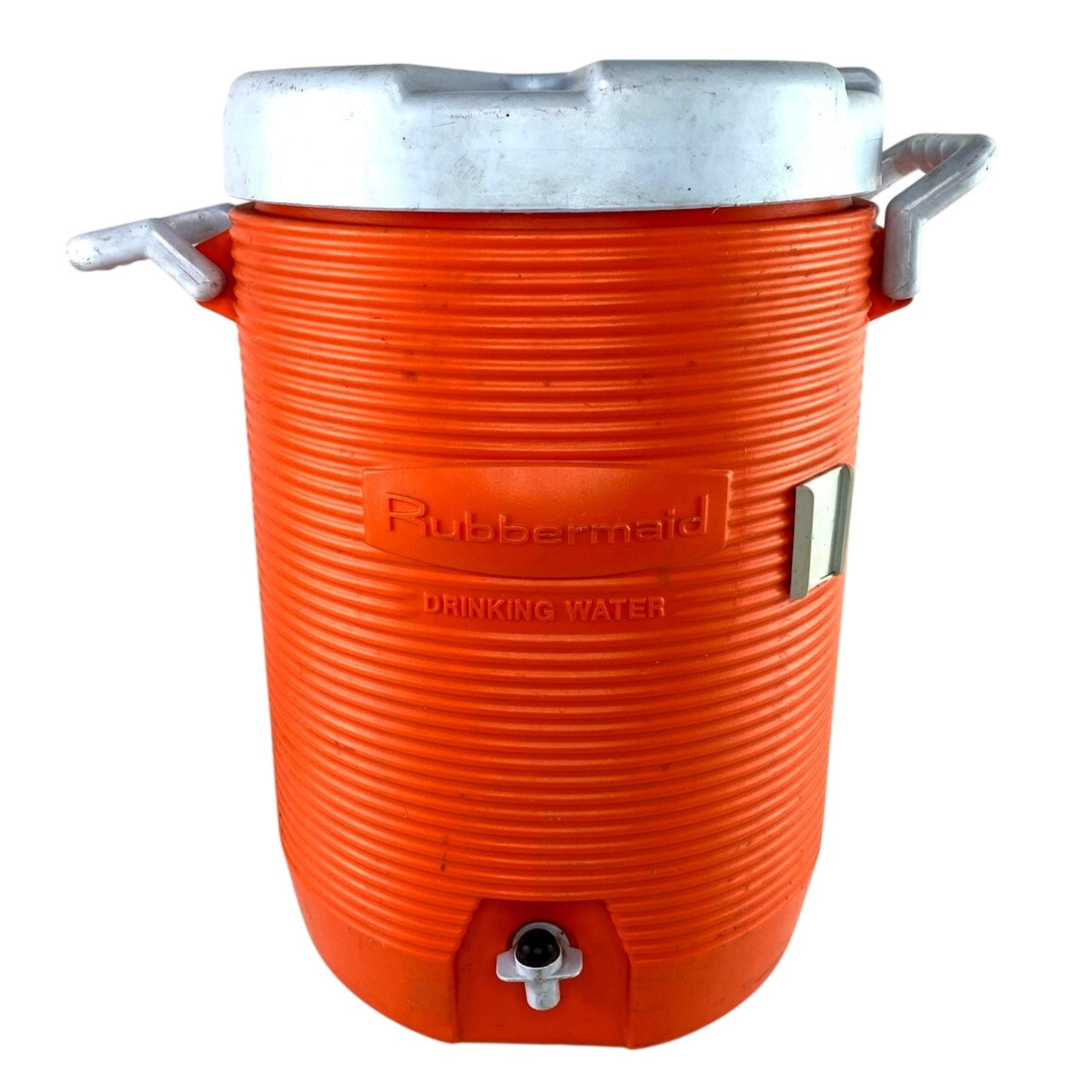 Vintage Rubbermaid 5 Gallon Orange Water Drink Dispenser Cooler Model 1685