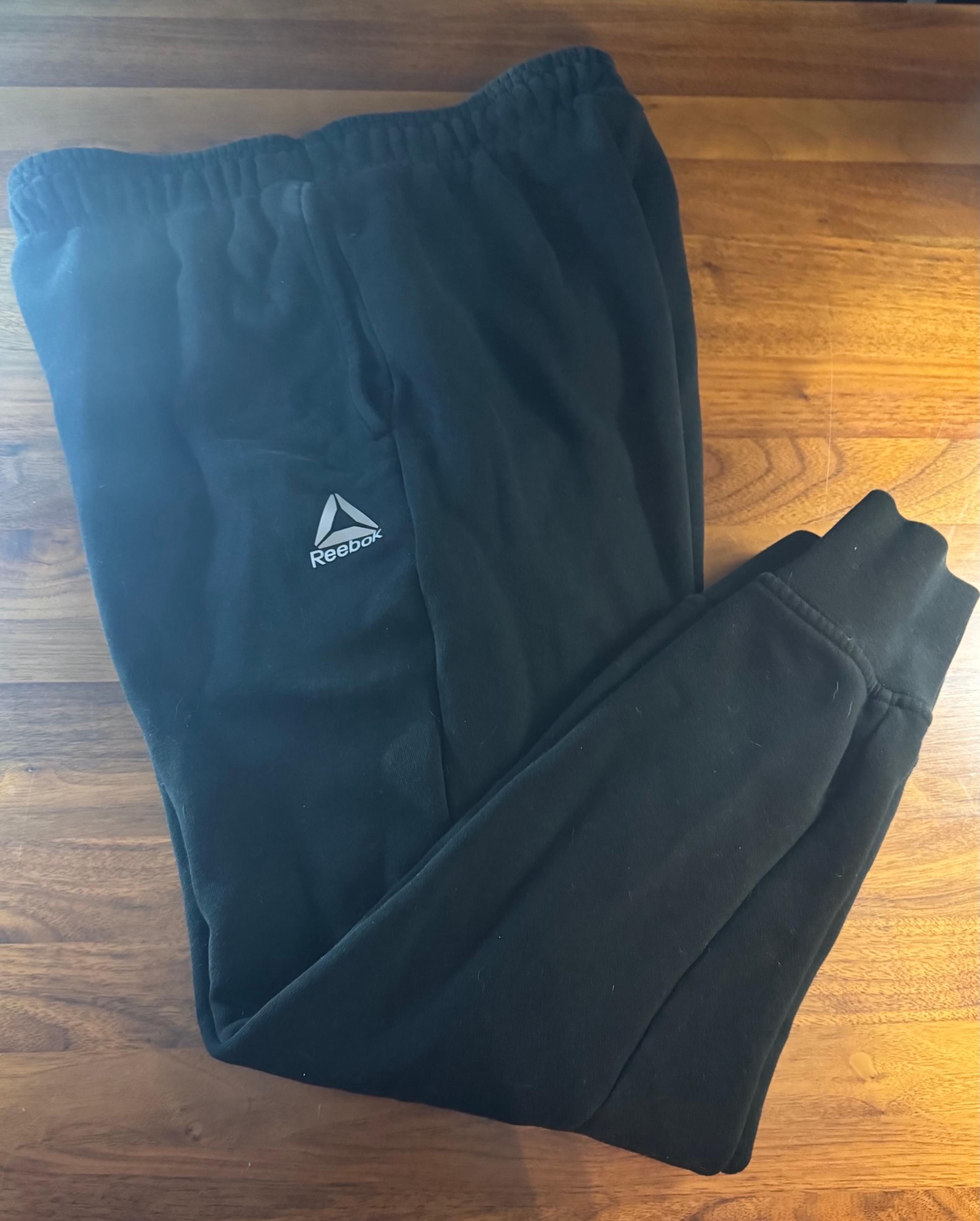 Reebok Sweatpants Sz S Black Drawstring Fitted Leg Side Pockets Reebok Jogger