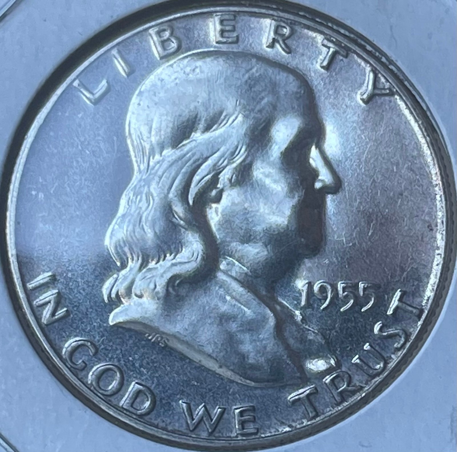 1955-P Franklin Silver Proof Half Dollar ~ Circulated Proof (Hairline Scratches)
