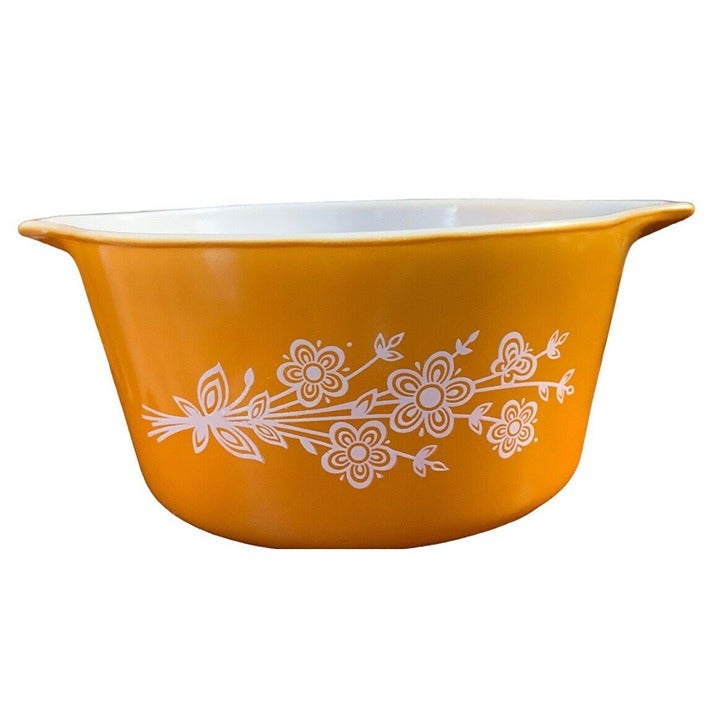 Vintage Pyrex 473 Casserole Bowl with Lid 470 Butterfly Gold 1 Qt - USA READ