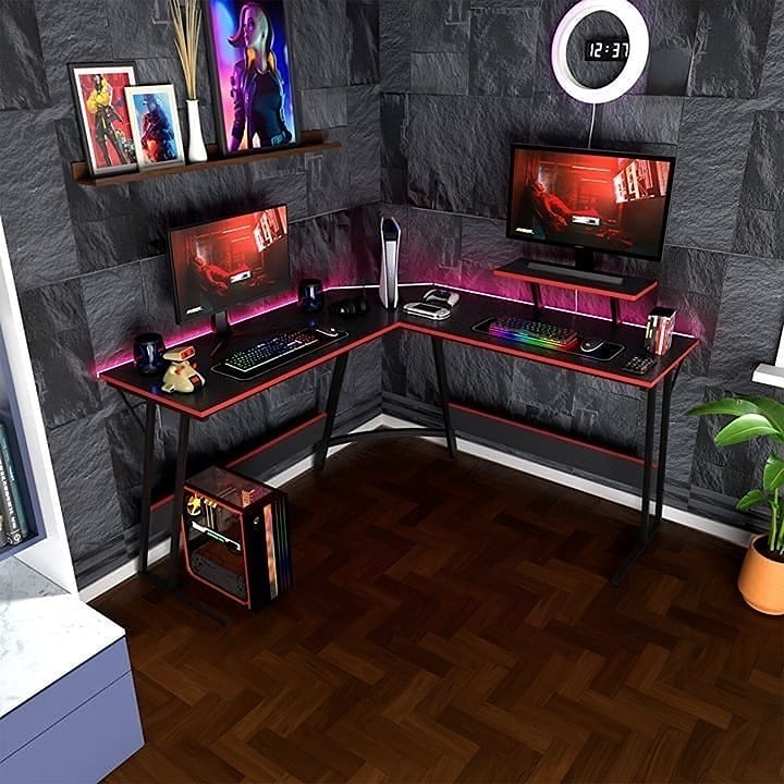 L Shaped Desk Corner Gaming Desk Computer Desk with Large Desktop Work Place