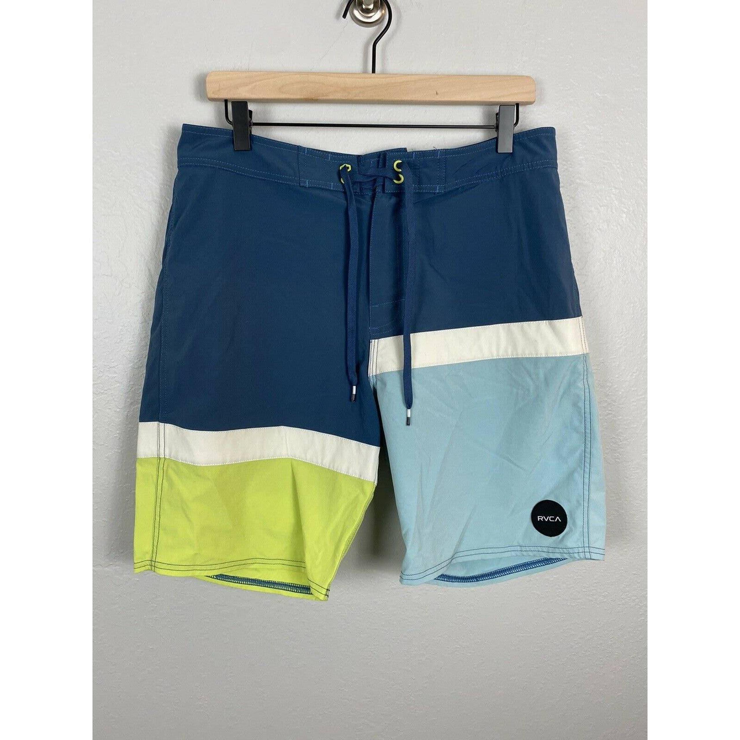 RVCA 4 Way Performance Stretch Board Shorts Zipper Front & Pocket Mens Size 33