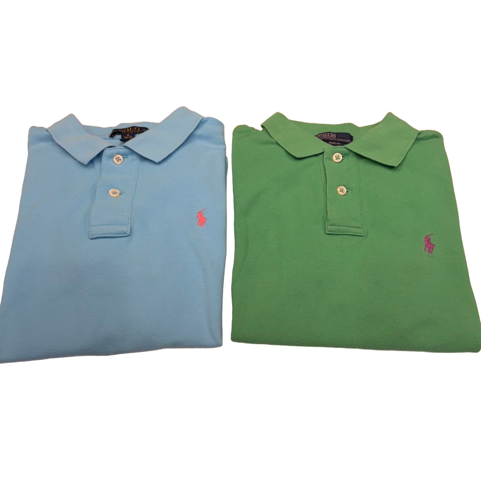 Polo Ralph Lauren Boys (2)Short Sleeve Polo Shirts 1-Green & 1-Blue Size M 10-12