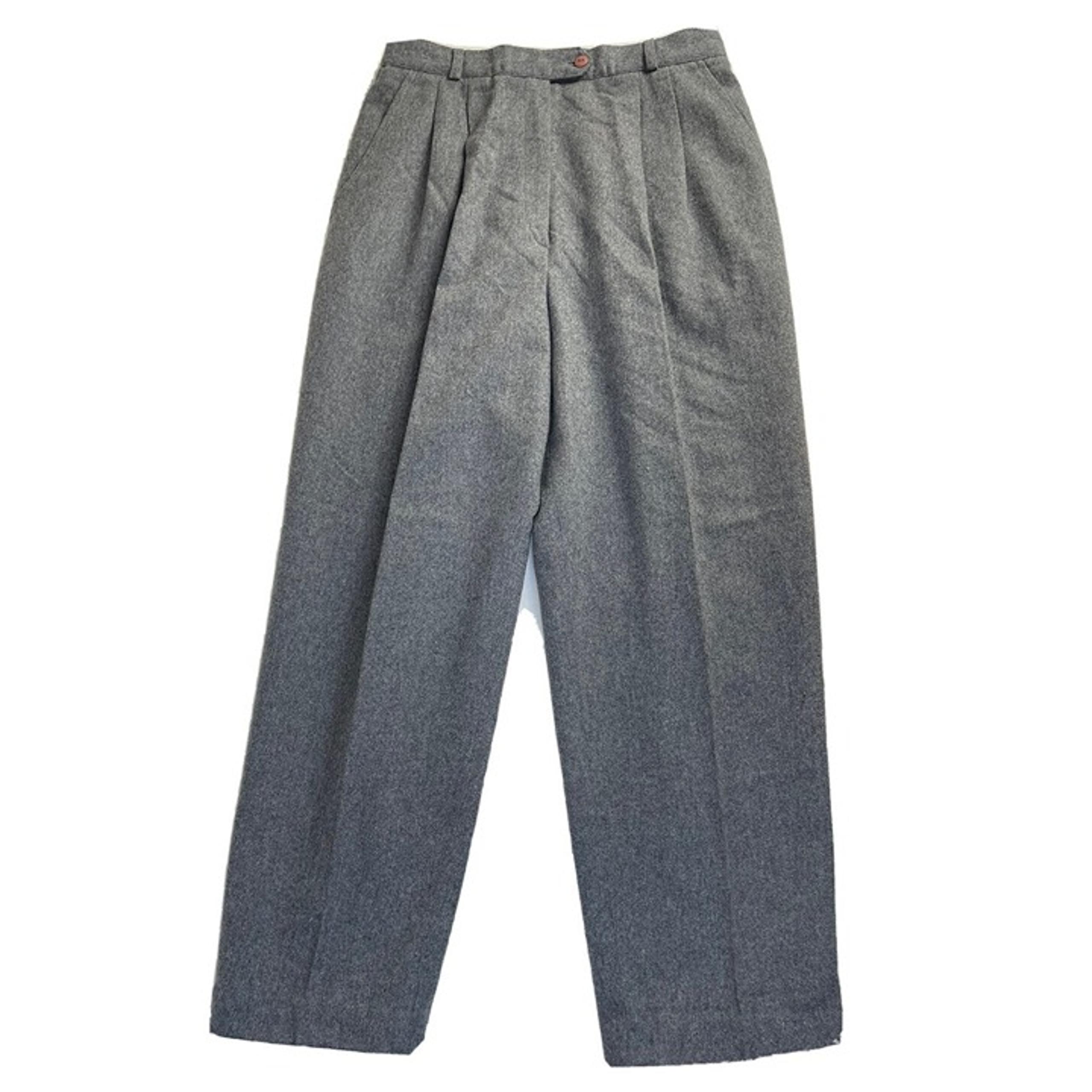 Vintage Womens 14 Wool Pleated High Rise Trouser Dress Pants Gray