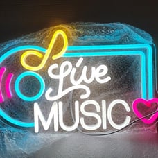 Live Music Neon Sign, Dimmable Music LED Words Light Signs USB Powered