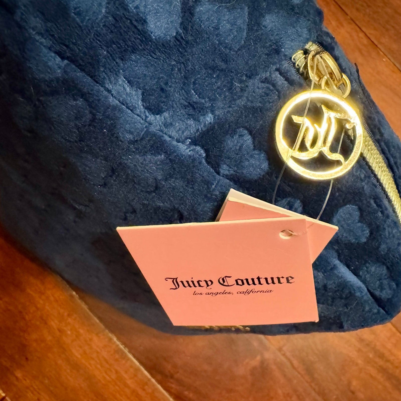 JUICY COUTURE Blue Velvet Travel Cosmetic Bag NEW
