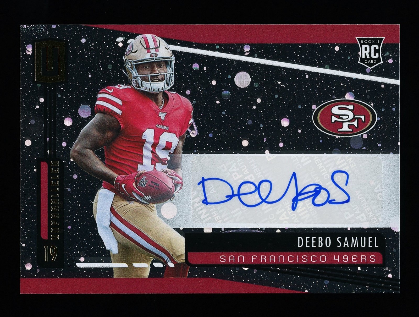2019 Panini Unparalleled Deebo Samuel Rookie Auto Cosmos San Francisco #234