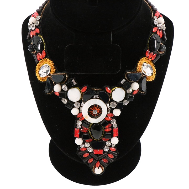Ranjana Khan Beaded Mother of Pearl Rhinestone Sunset Choker Necklace