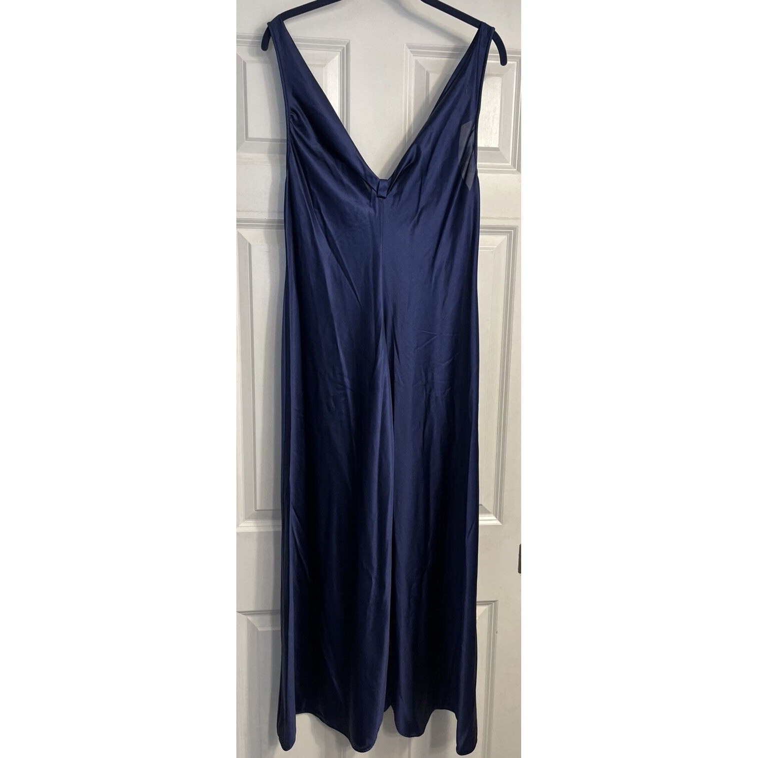 VTG 50's VANITY FAIR USA SZ Medium Blue NYLON NIGHTIE SLIP Dress Long Sexy