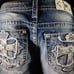 108 Buckle Miss Me Jeans Sequins Leather Cross Mid-Rise Easy Capri 31