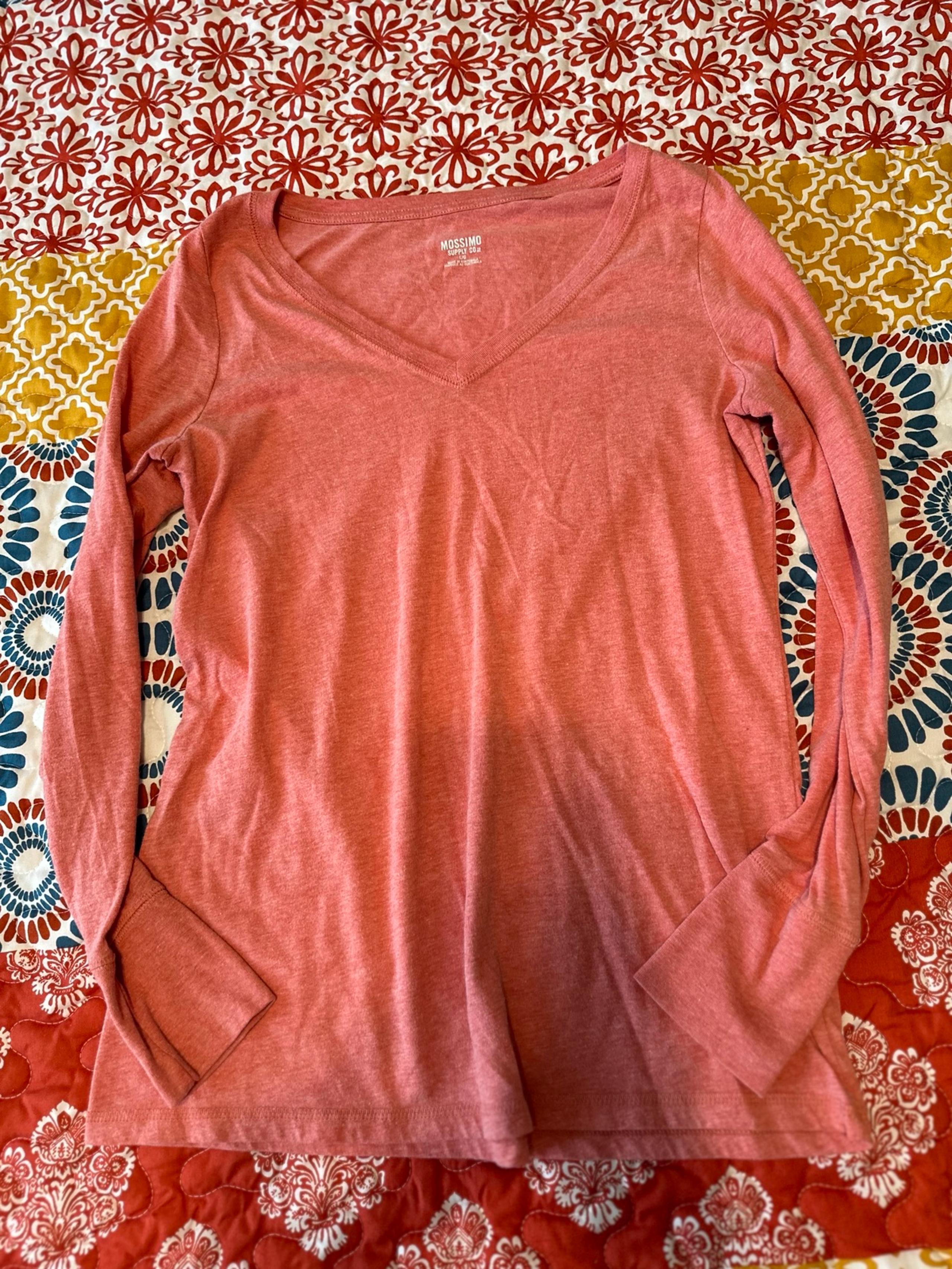 MOSSIMO WOMEN CASUAL LOUNGE SPRING SUMMER PINK LONG SLEEVE SHIRT SMALL S