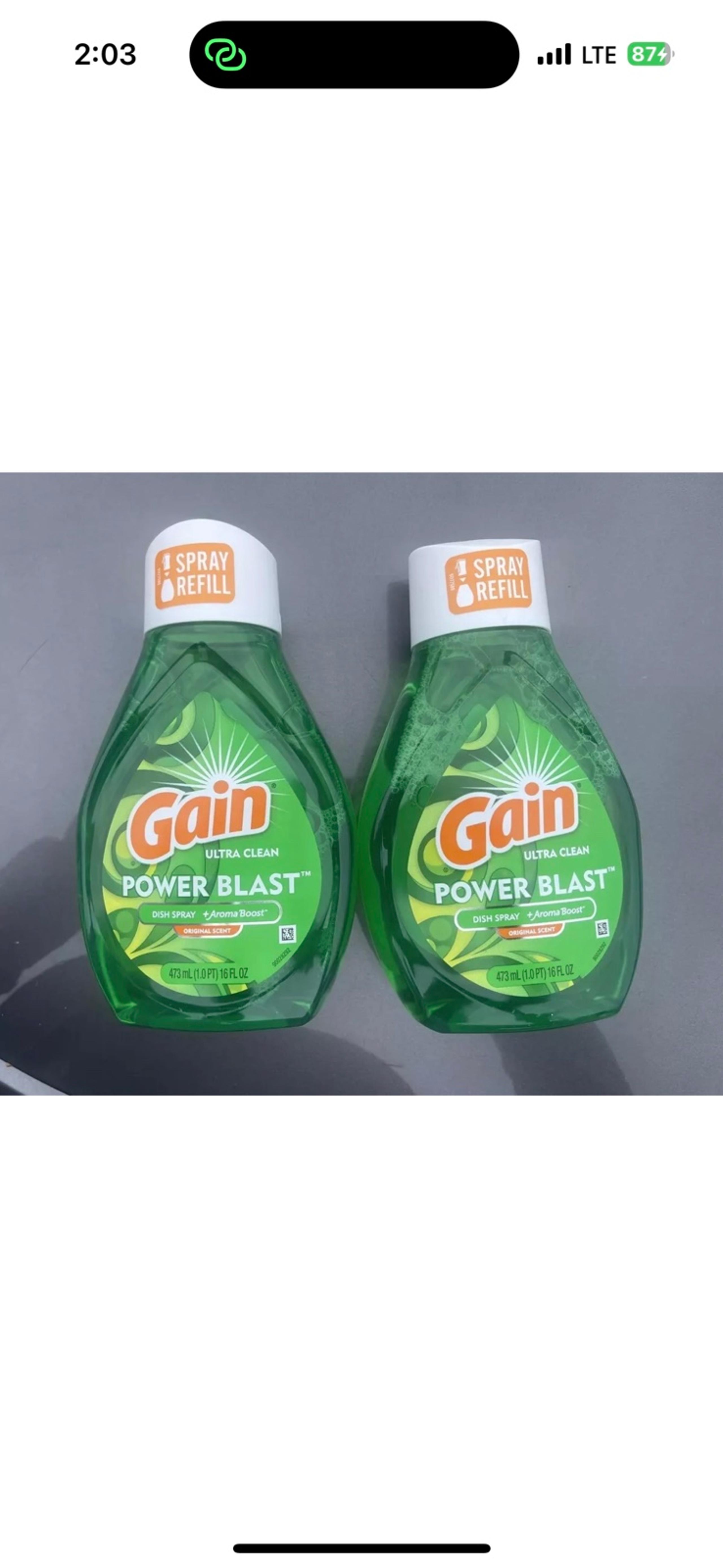 2 Gain Ultra Clean Power Blast Dish Spray Refill Original Scent 16 fl oz