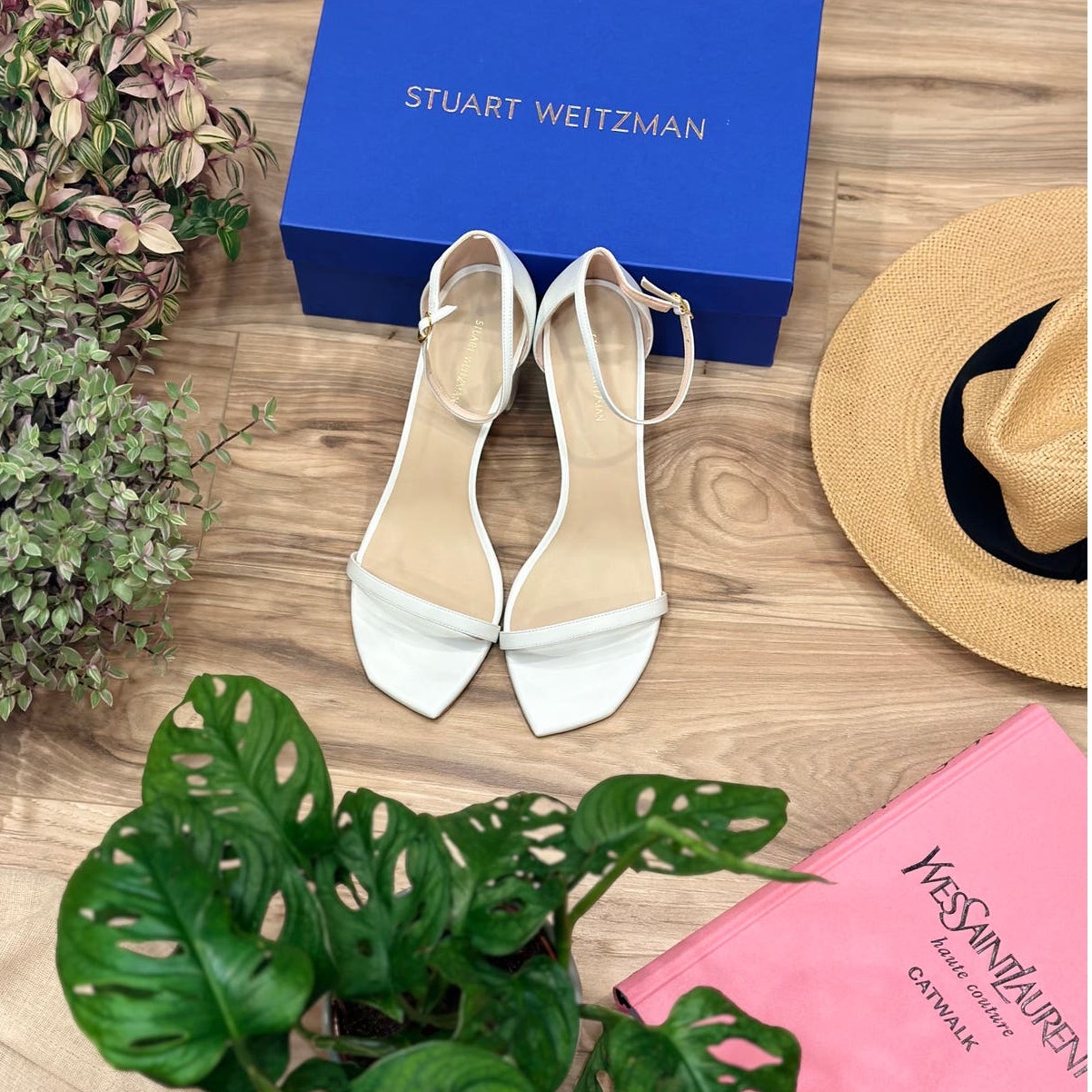 NWT Stuart Weitzman White Amelia Block Smooth Calf Leather