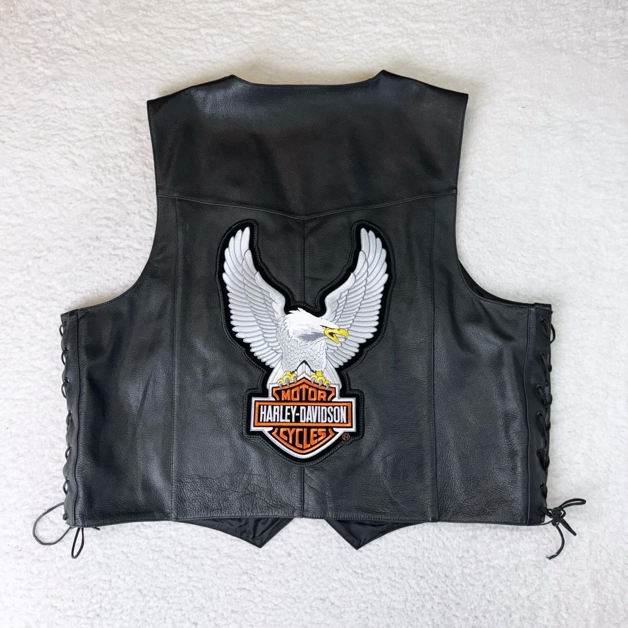 Vintage Harley Davidson New York City Eagle Logo Patch Leather Vest • 58 (~3X)
