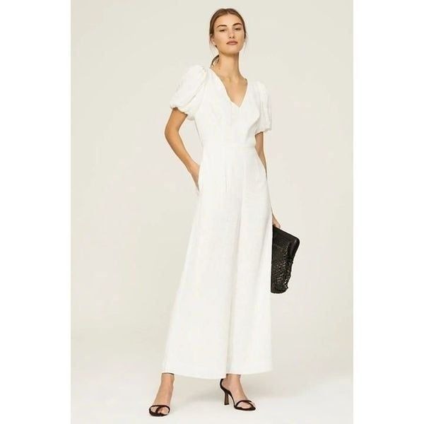 Club Monaco Texture Tie Back Jumpsuit White Womens Size 4