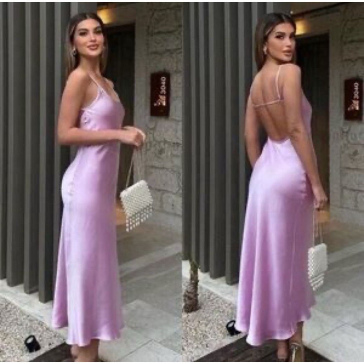 NWT ZARA Midi Satin Effect Slip Dress Lilac Lavender Wedding Guest Size Medium