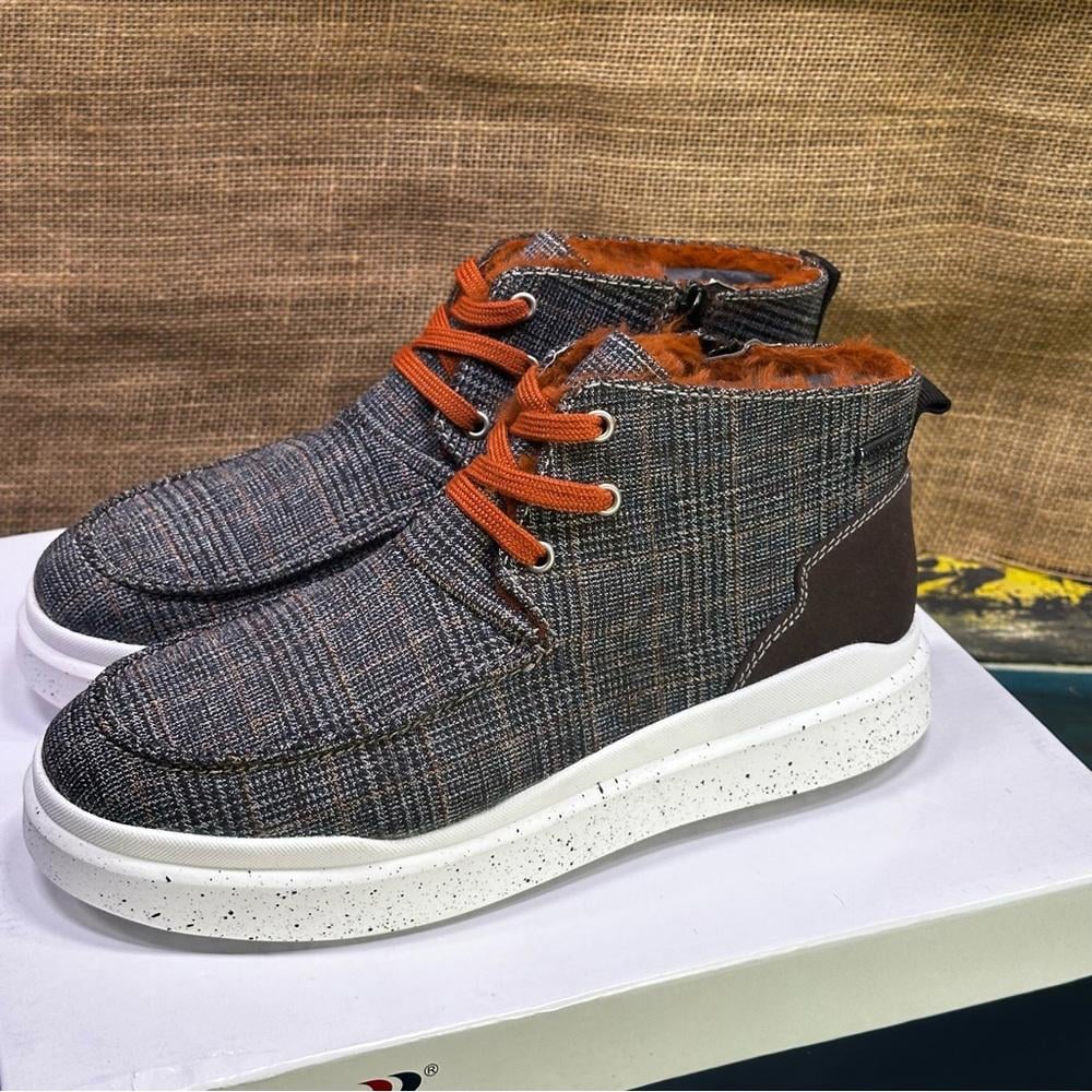 Romika Helsinki 02 brown & orange plaid high hi top sneakers boots size 8 NWT