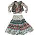 Silk Vintage 3-piece Set Skirt Top Vest Floral