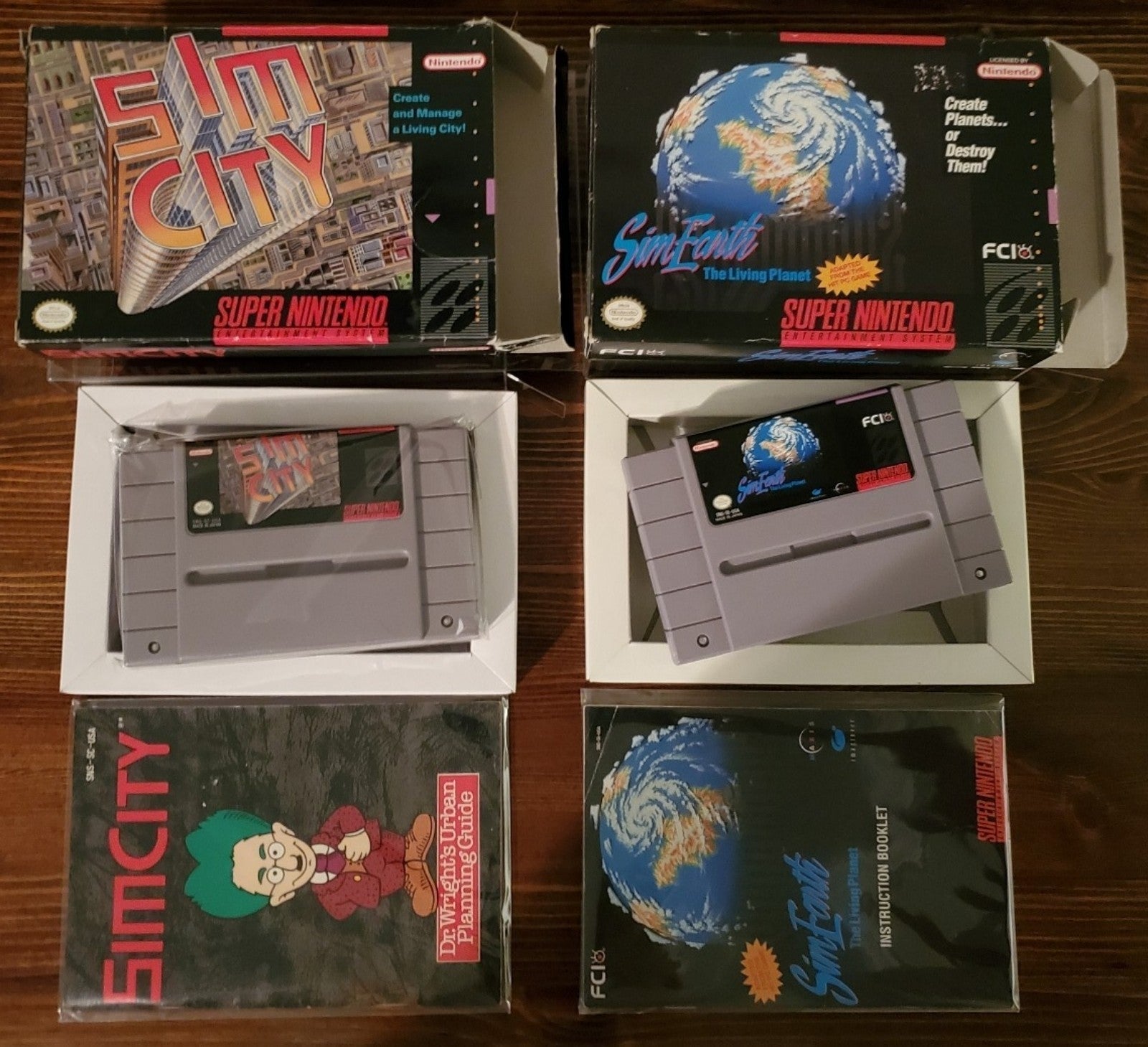 Sim City & Sim Earth SNES Bundle CIB
