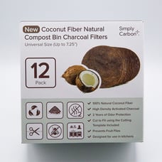 Simply Carbon Coconut Fiber Natural Compost Bin Charcoal Filters, 12 Pack NEW
