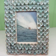 Beach Decor - Blue Limpet Shell Frame - Seashell Frame - Coastal Home Decor - Se