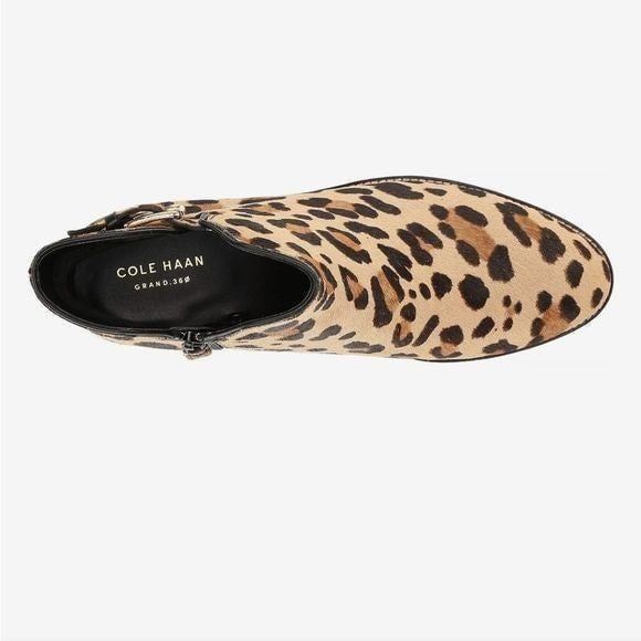 Cole Haan Harrington Grand Buckle Bootie in Ocelot Print Haircalf size 8B new!!!