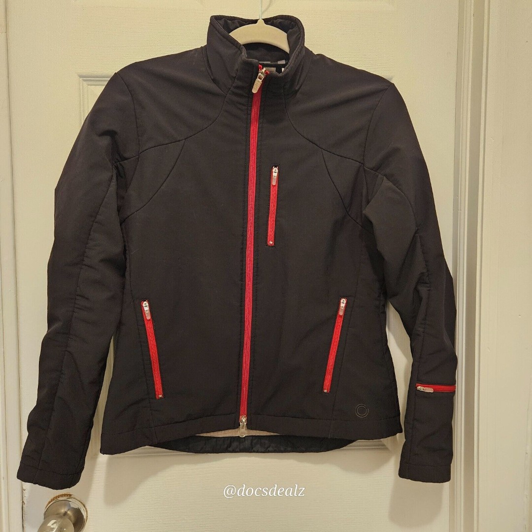 Women's Nike Sphere Soft Shell Full Zip Up Lined Black Red Jacket Size S