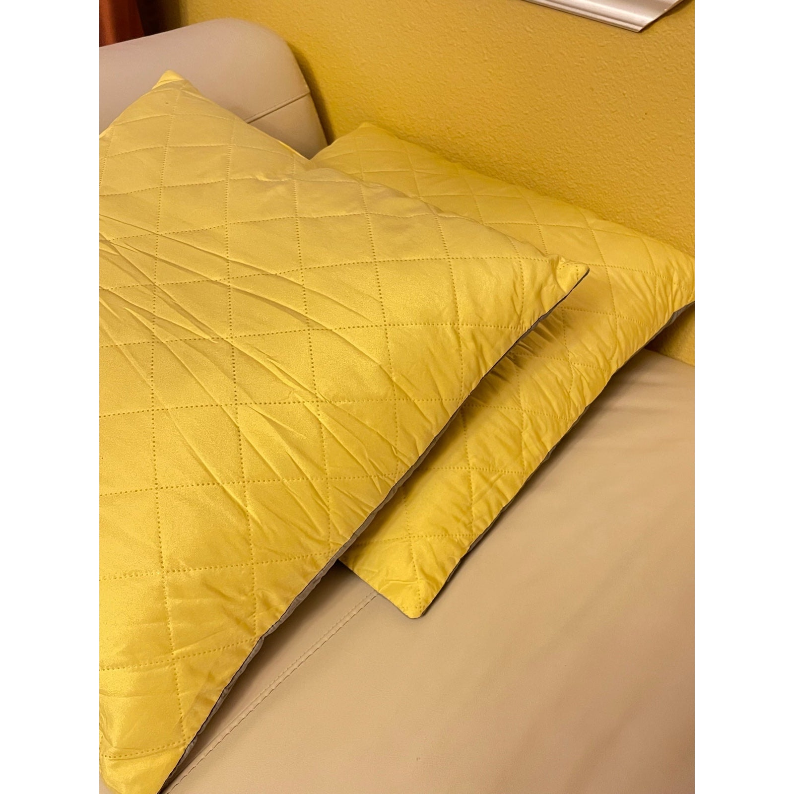 Set of 2 Cushions Filled Pillows, Light Yellow Gray 20 x 20 Inch