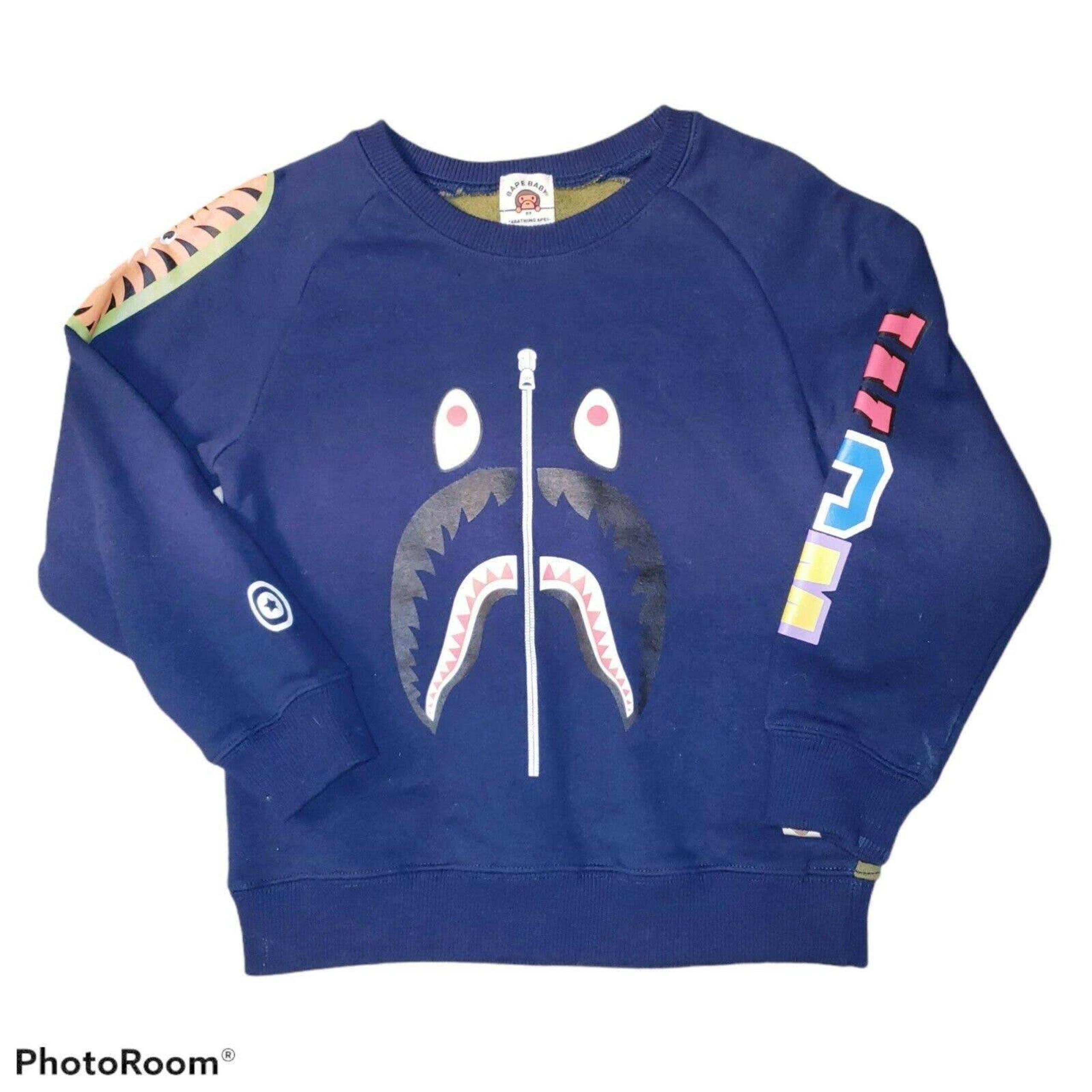 BAPE Baby A Bathing Ape Camo Blue WGM Shark Sweatshirt Crewneck Kids 4-5 years