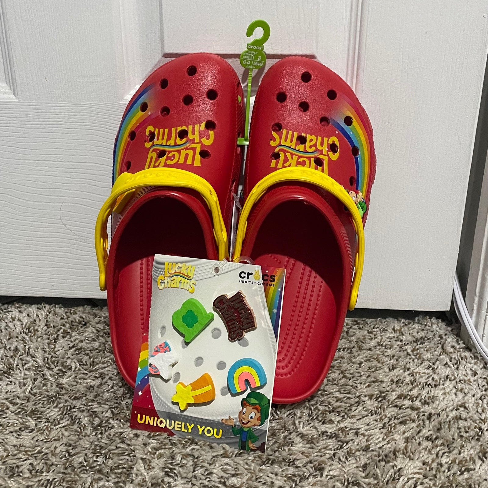 Lucky Charms Crocs Size 10 men/12 women 207118-610 Red Brand New With Jibbitz