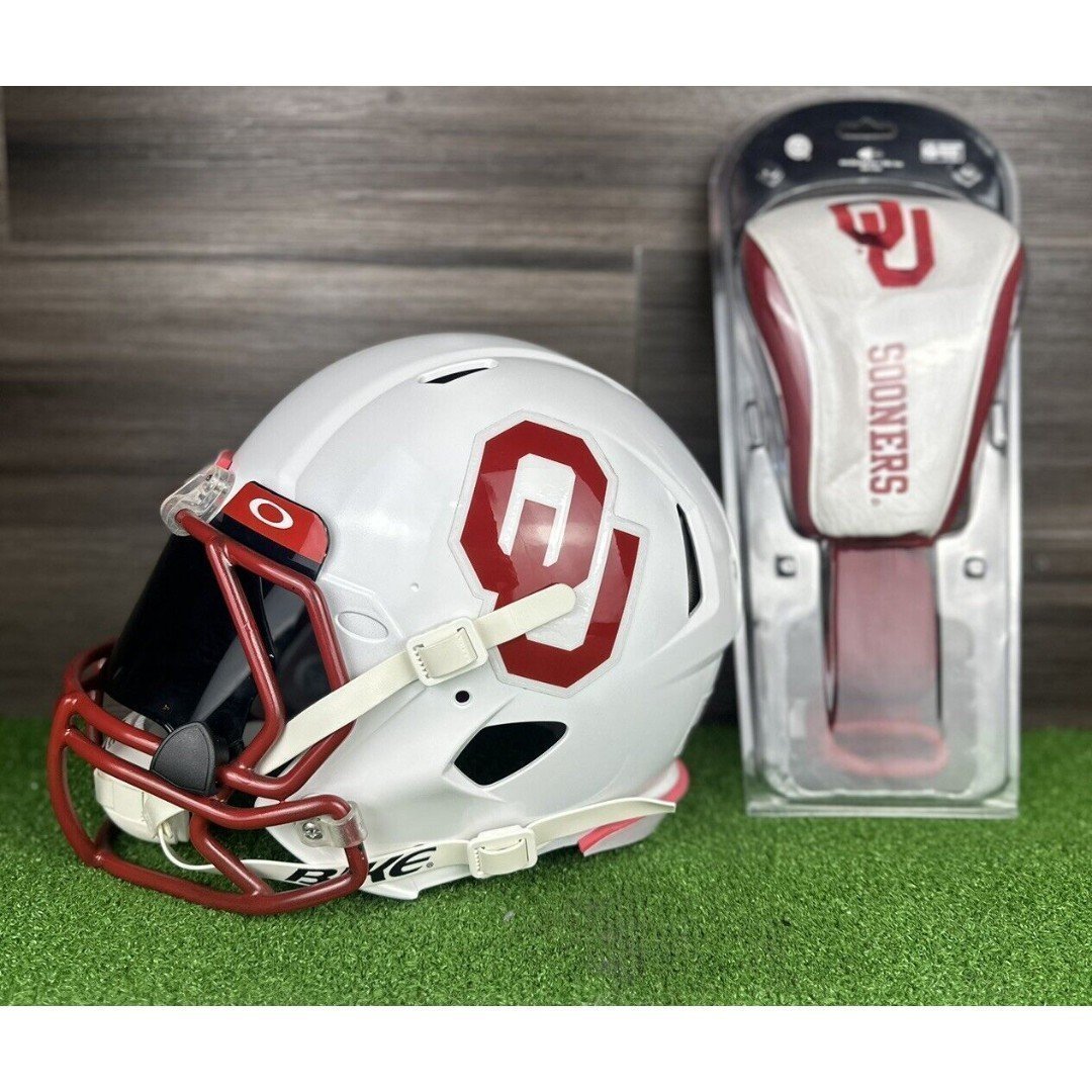 OKLAHOMA SOONERS Riddell SPEED Adult XL Full Size Football Helmet + headcover
