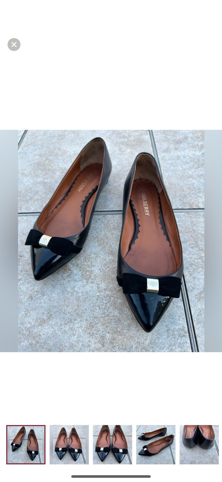 Mulberry Bow Pointed Toe Flats