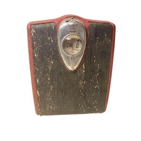 Vintage Mid Century Atomic Detecto Bathroom Floor Scale Black Read Speckled MCM