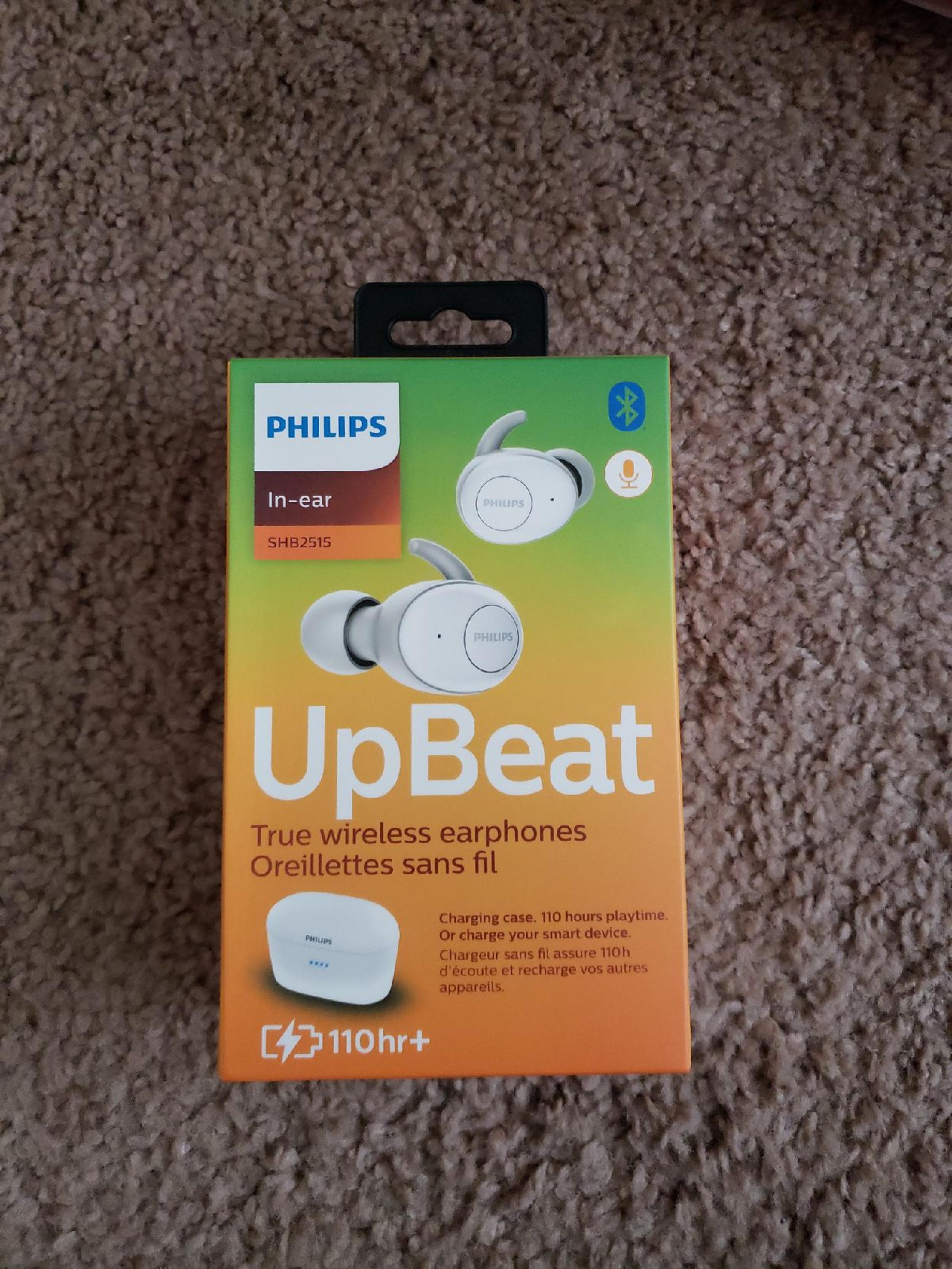 Philips white wireless earphones