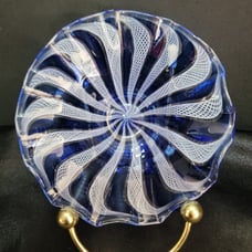 Vintage Latticino Glass Hand Crafted Small Dish