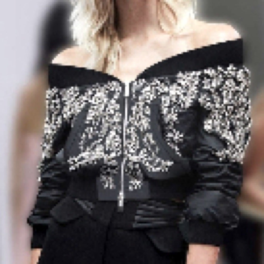 - Stylish trendy jacket covered with stones handmade with crystal size S NWOT
