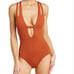 NWT! BECCA by Rebecca Virtue Fine Line One Piece, Size Small, Ginger, MSRP 118
