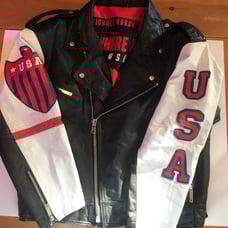 USA American flag biker jacket large