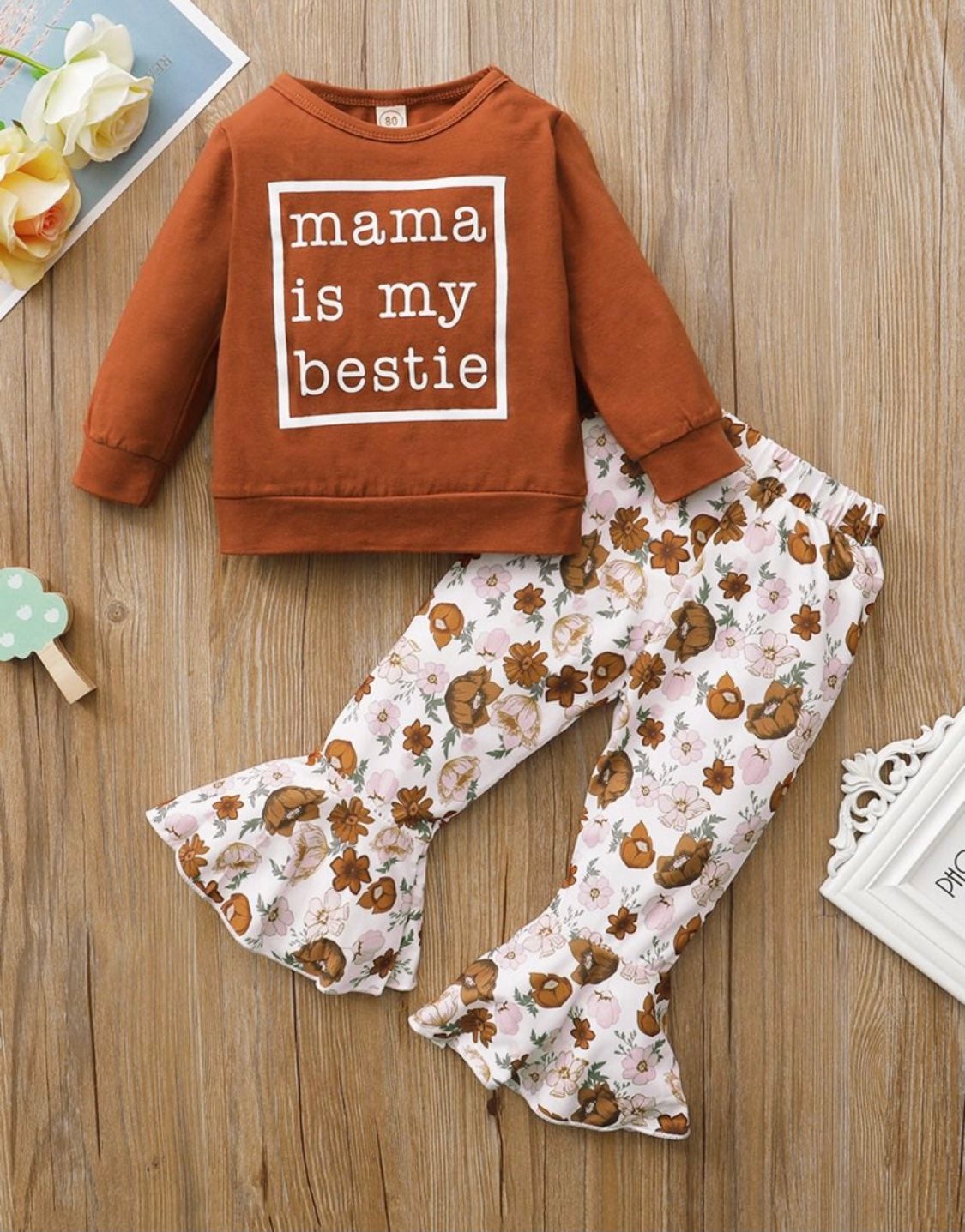 3/4T Girls Bell Bottom Sweatshirt Set