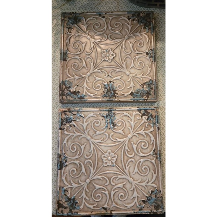 Pair Of Hobby Lobby Metal Tin Decor
