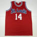 Autographed/Signed Lenny Wilkens St. Louis Red Jersey JSA COA