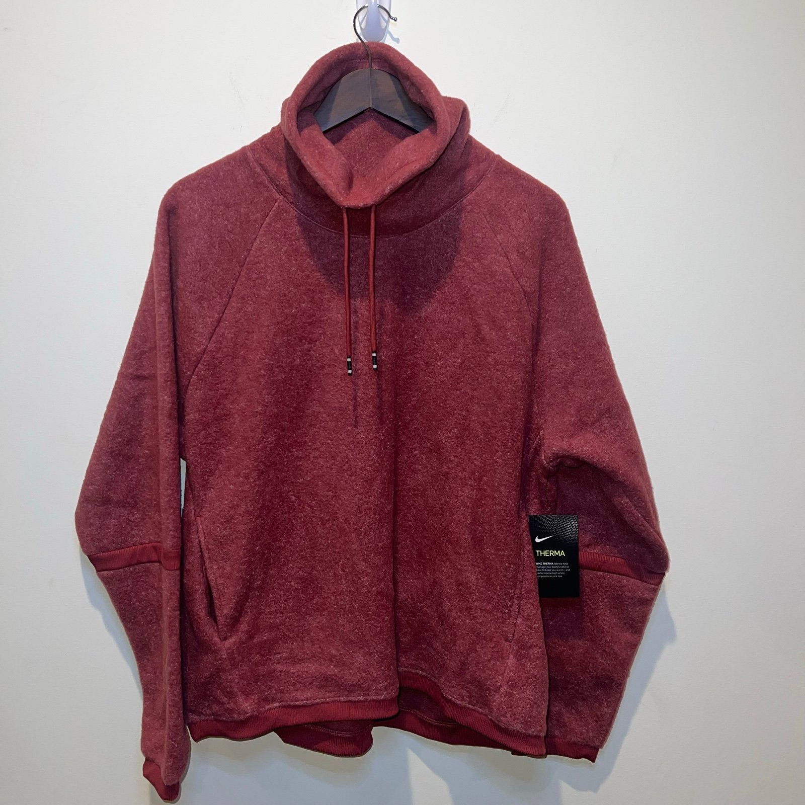 Nike Therma Fleece Long Neck Training Pullover Loose Fit NWT Size Large Maroon