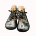 Vintage Childrens Girls Shoes Black Leather Ankle Boots Lace Up Side Buckle 1940
