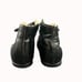 Vintage Childrens Girls Shoes Black Leather Ankle Boots Lace Up Side Buckle 1940