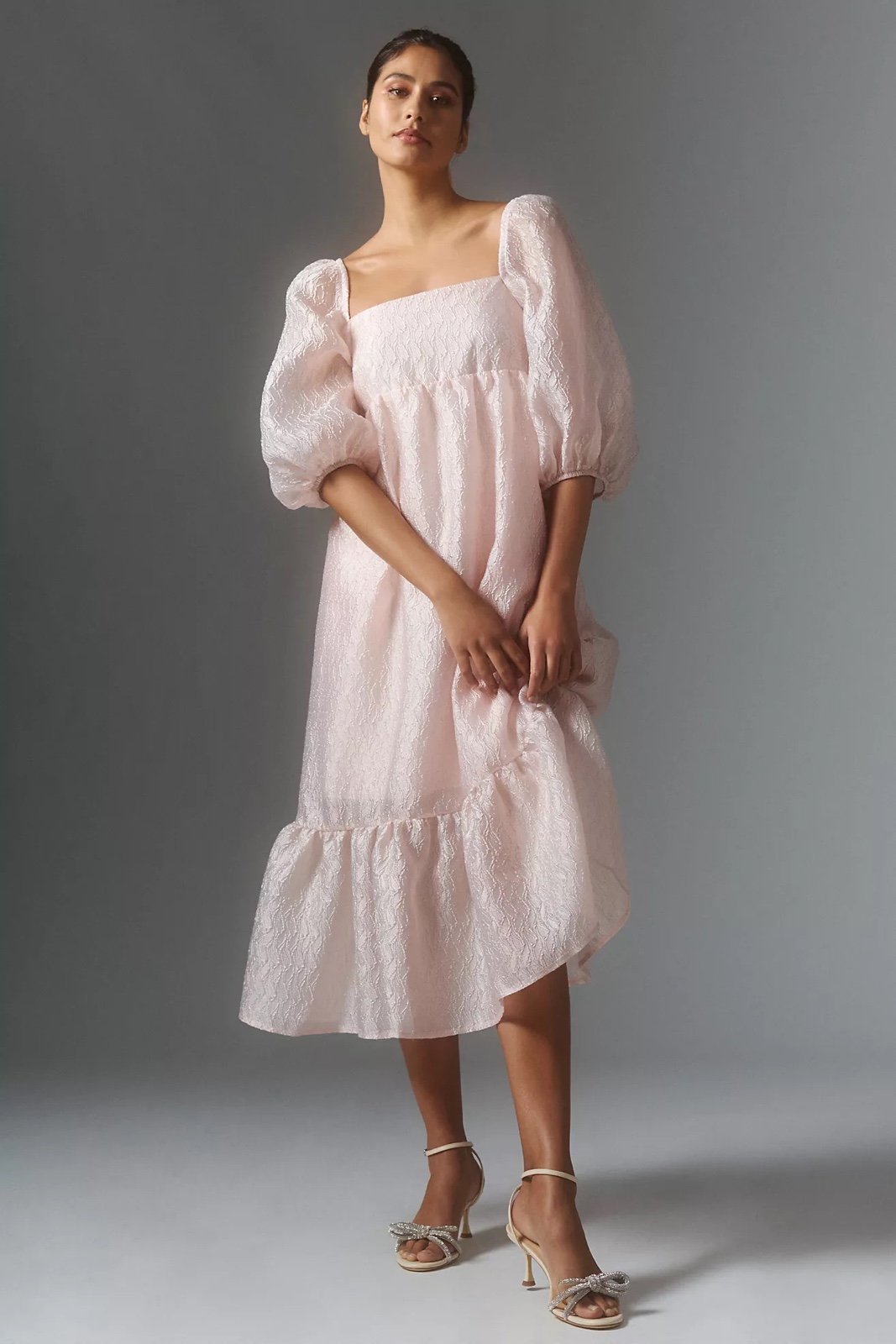 By Anthropologie Textured Puff-Sleeve Dress size S